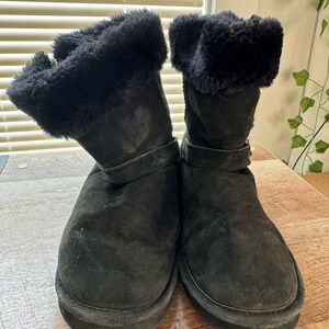 Lamo Black Suede Fur-Lined Women's Boots